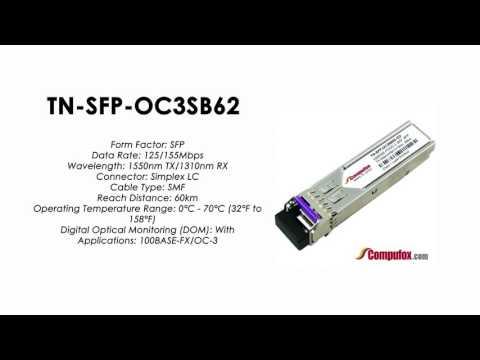 TN-SFP-OC3SB62  |  Transition Compatible 100BASE-FX/OC-3 BIDI SFP 1550nmTx/1310nmRx 60km