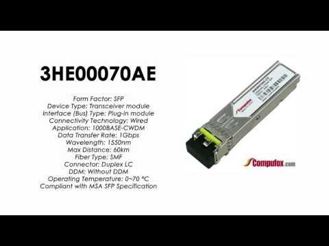 3HE00070AE  |  Alcatel Compatible 1000Base-CWDM 1550nm 60km SFP