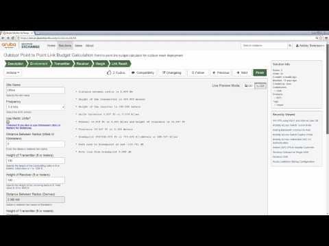 Outdoor Point To Point Link Budget Calculation Using Aruba Solution Exchange (ASE)
