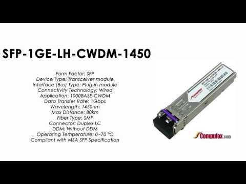 SFP-1GE-LH-CWDM-1450  |  Juniper Compatible 1000Base-CWDM SFP 1450nm 80km