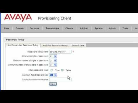Avaya AS5300 Provisioning Client Password Policies Management