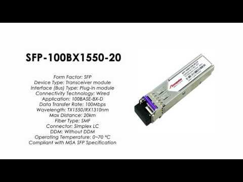 SFP-100BX1550-20  |  ZyXEL Compatible 100BASE-BX-D SFP Tx1550nm/Rx1310nm 20km SMF