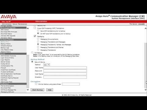How To Backup Avaya Aura Communication Manager Messaging To An External Server