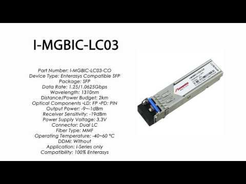I-MGBIC-LC03  |  Enterasys Compatible 1000BASE-LX 1310nm 2km MMF