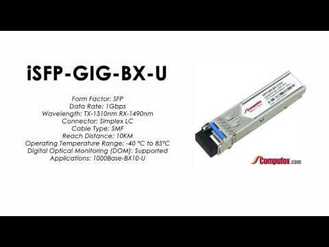 ISFP-GIG-BX-U  |  Alcatel Compatible 1000Base-BX Tx1310nm/Rx1490nm 10km SFP