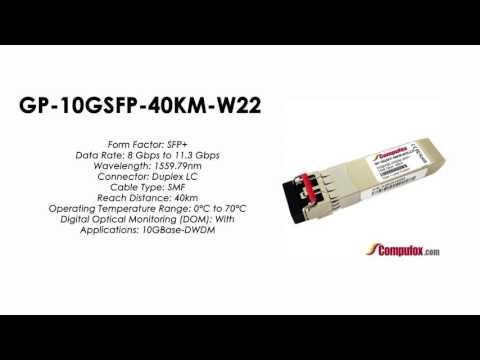 GP-10GSFP-40KM-W22  |  Force10 Compatible 10GBase-DWDM SFP+ 1559.79nm 40km SMF