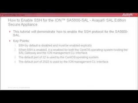 How To Enable SSH For The ION SA5600-SAL - Avaya SAL Edition Secure Appliance
