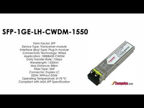 SFP-1GE-LH-CWDM-1550  |  Juniper Compatible 1000Base-CWDM SFP 1550nm 80km