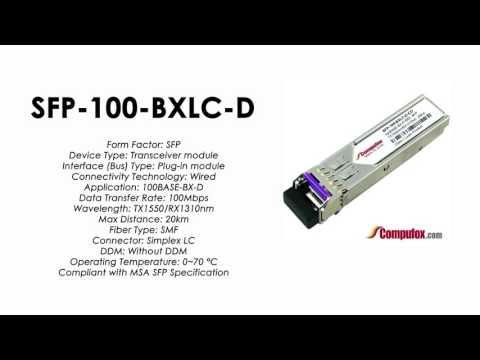 SFP-100-BXLC-D  |  Alcatel Compatible 100Base-BX Tx550nm/Rx1310nm 20km SFP