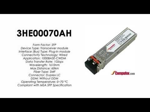 3HE00070AH  |  Alcatel Compatible 1000Base-CWDM 1610nm 60km SFP