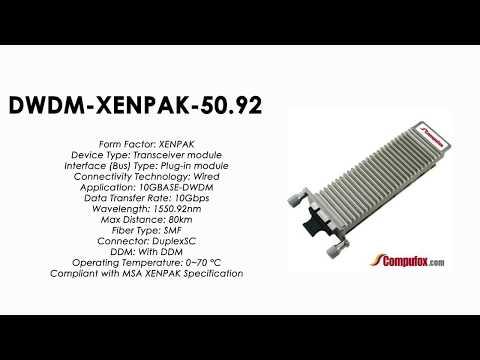 DWDM-XENPAK-50.92  |  Cisco Compatible 10GBASE-DWDM XENPAK 1550.92nm 80km