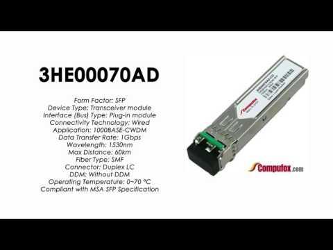 3HE00070AD  |  Alcatel Compatible 1000Base-CWDM 1530nm 60km SFP