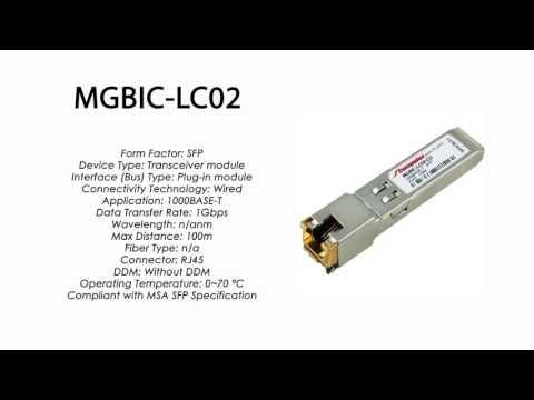 MGBIC-LC02  |  Enterasys Compatible 1000BASE-T SFP 100m RJ45