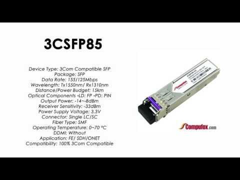 3CSFP85  |  3Com Compatible 100BASE-BX10-D Tx1550nm/Rx1310nm 15km SFP
