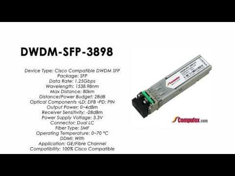 DWDM-SFP-3898  |  Cisco Compatible 1000BASE-DWDM SFP 1538.98nm 80km