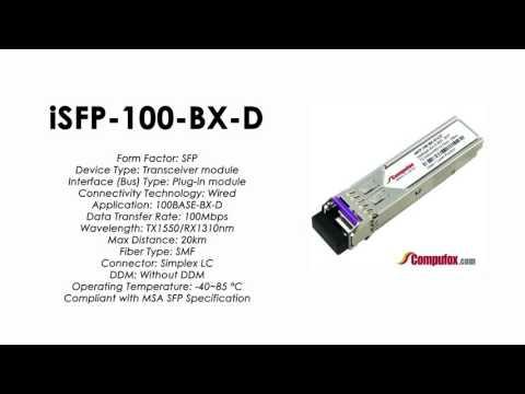 ISFP-100-BX-D  |  Alcatel Compatible 100Base-BX Tx1550nm/Rx1310nm 20km SFP