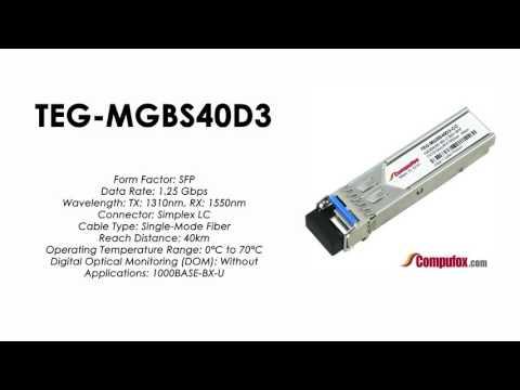 TEG-MGBS40D3  |  TRENDnet Compatible 1000Base-BX Tx1310nm/Rx1550nm 40km SFP