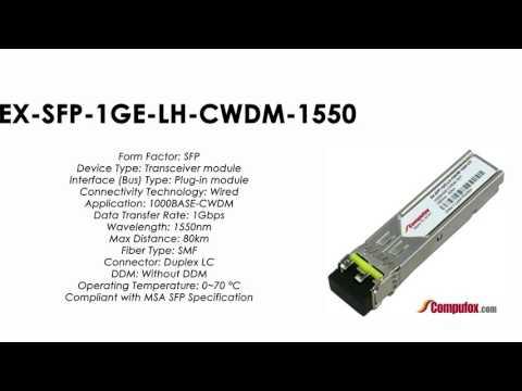 EX-SFP-1GE-LH-CWDM-1550  | Juniper Compatible 1000Base-CWDM SFP 1550nm 80km SMF