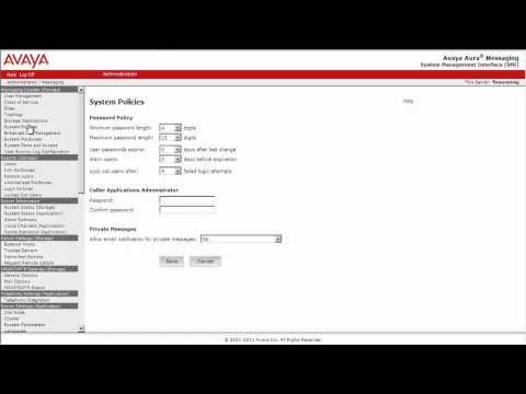 How To Configure Password Policy For Voicemail Users On Avaya Aura Messaging