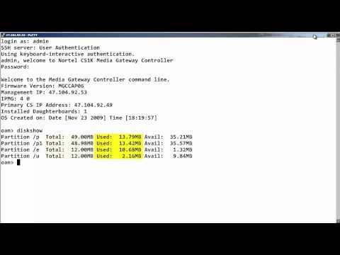 How To Display The Avaya CS 1000 MGC's Internal Flash Card Disk Space Usage