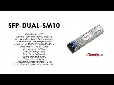 SFP-DUAL-SM10  |  Alcatel Compatible 100Base-FX/1000Base-LX 1310nm 10km SFP