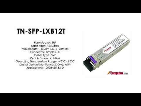 TN-SFP-LXB12T  |  Transition Compatible 1000BASE-BX SFP 1550nmTx/1310nmRx SMF 10km Industrial