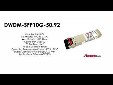DWDM-SFP10G-50.92  |  Cisco Compatible 10GBASE-DWDM SFP+ 1550.92nm 80km