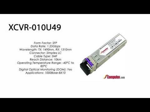 XCVR-010U49  |  Ciena Compatible 1G SFP SMF Tx1490nm/Rx1310nm 10km