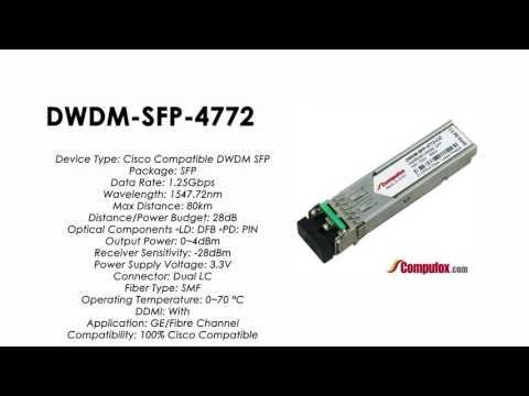 DWDM-SFP-4772  |  Cisco Compatible 1000BASE-DWDM SFP 1547.72nm 80km