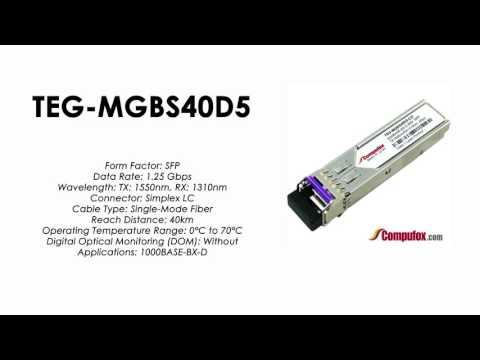 TEG-MGBS40D5  |  TRENDnet Compatible 1000Base-BX Tx1550nm/Rx1310nm 40km SFP