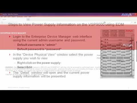 How To View Power Supply Information On The Avaya VSP9000 With Enterprise Device Manager