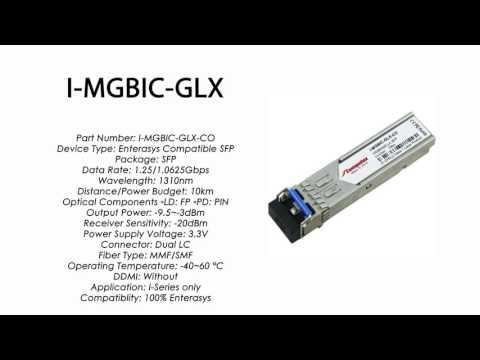 I-MGBIC-GLX  |  Enterasys Compatible 1000BASE-LX 1310nm 10km SMF