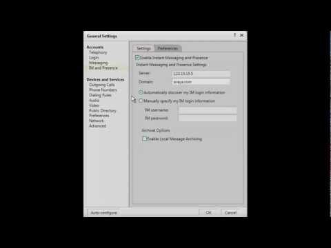 How To Configure IM And Presence Setting For The Avaya One-X Communicator Client