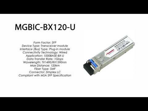 MGBIC-BX120-U  |  Enterasys Compatible 1000BASE-BXU SFP 1490nmTx/1590nmRx 120km