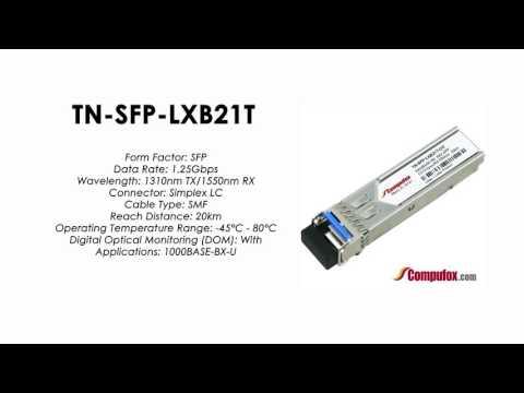 TN-SFP-LXB21T  |  Transition Compatible 1000BASE-BX SFP 1310nmTx/1550nmRx SMF 20km Industrial