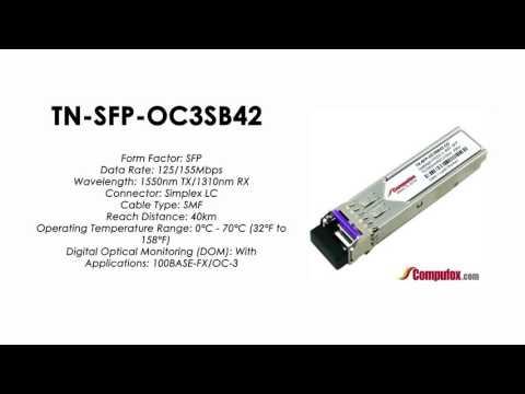 TN-SFP-OC3SB42  |  Transition Compatible 100BASE-FX/OC-3 BIDI SFP 1550nmTx/1310nmRx 40km