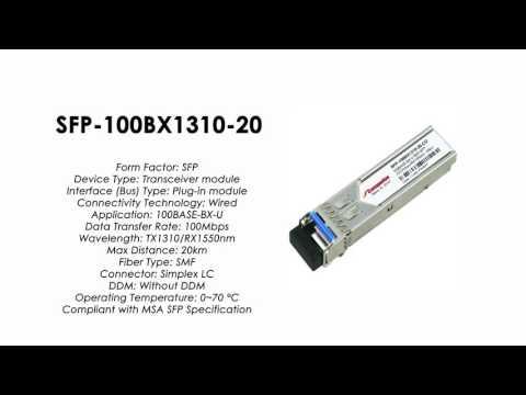 SFP-100BX1310-20  |  ZyXEL Compatible 100BASE-BX-U SFP Tx1310nm/Rx1550nm 20km SMF